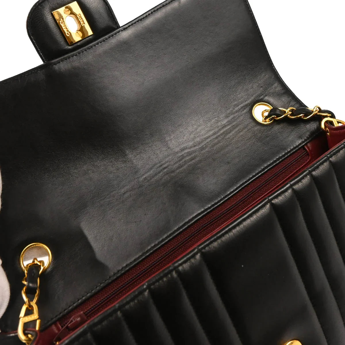 Chanel 1991-1994 Black Lambskin Mademoiselle Single Flap Shoulder Bag