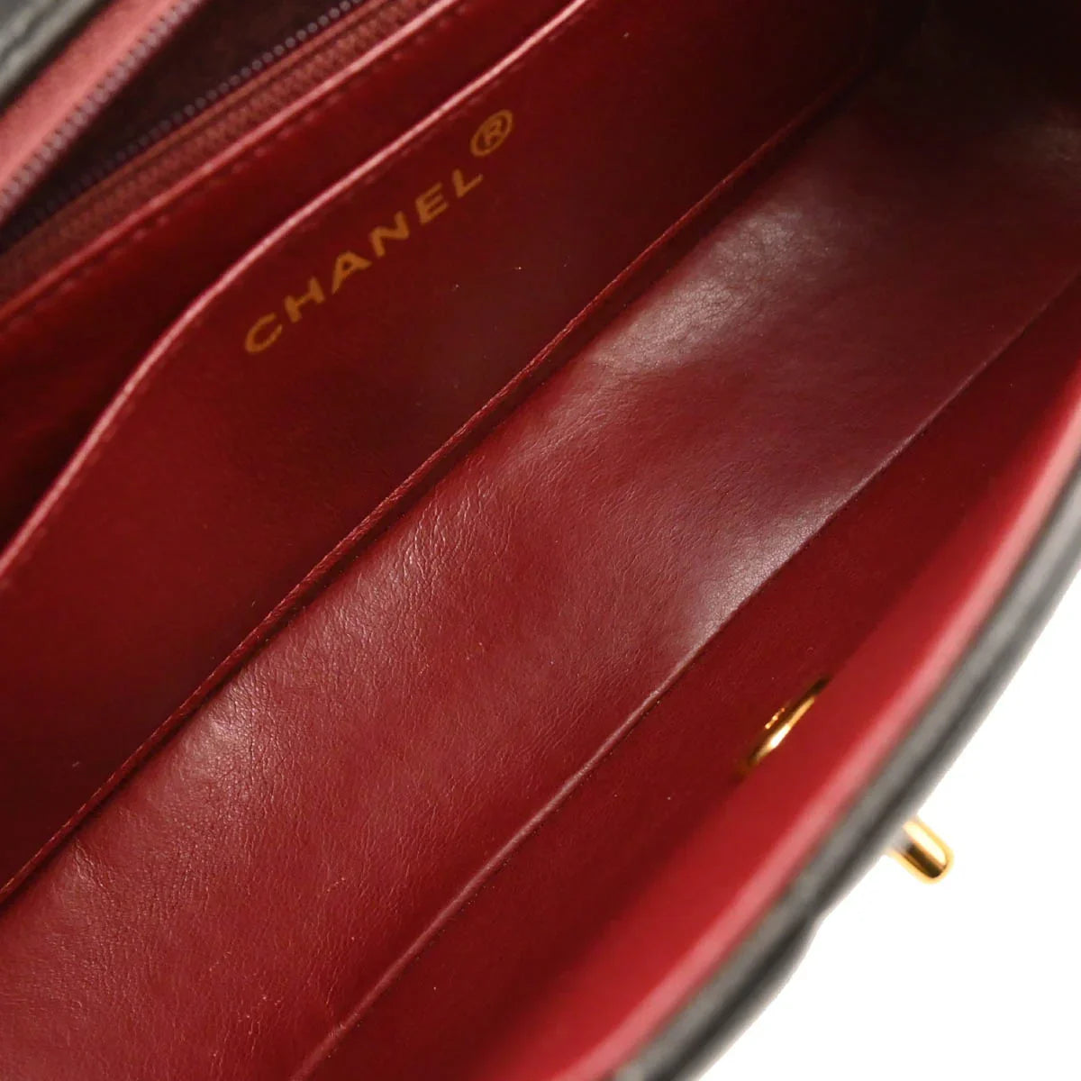 Chanel 1991-1994 Black Lambskin Mademoiselle Single Flap Shoulder Bag