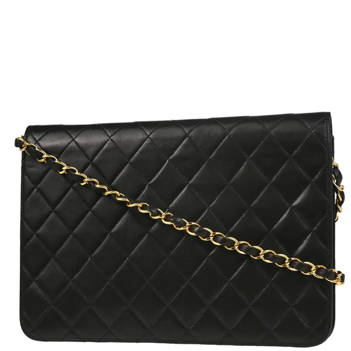 Chanel 2000-2001 Black Lambskin Turnlock Medium Half Flap Shoulder Bag