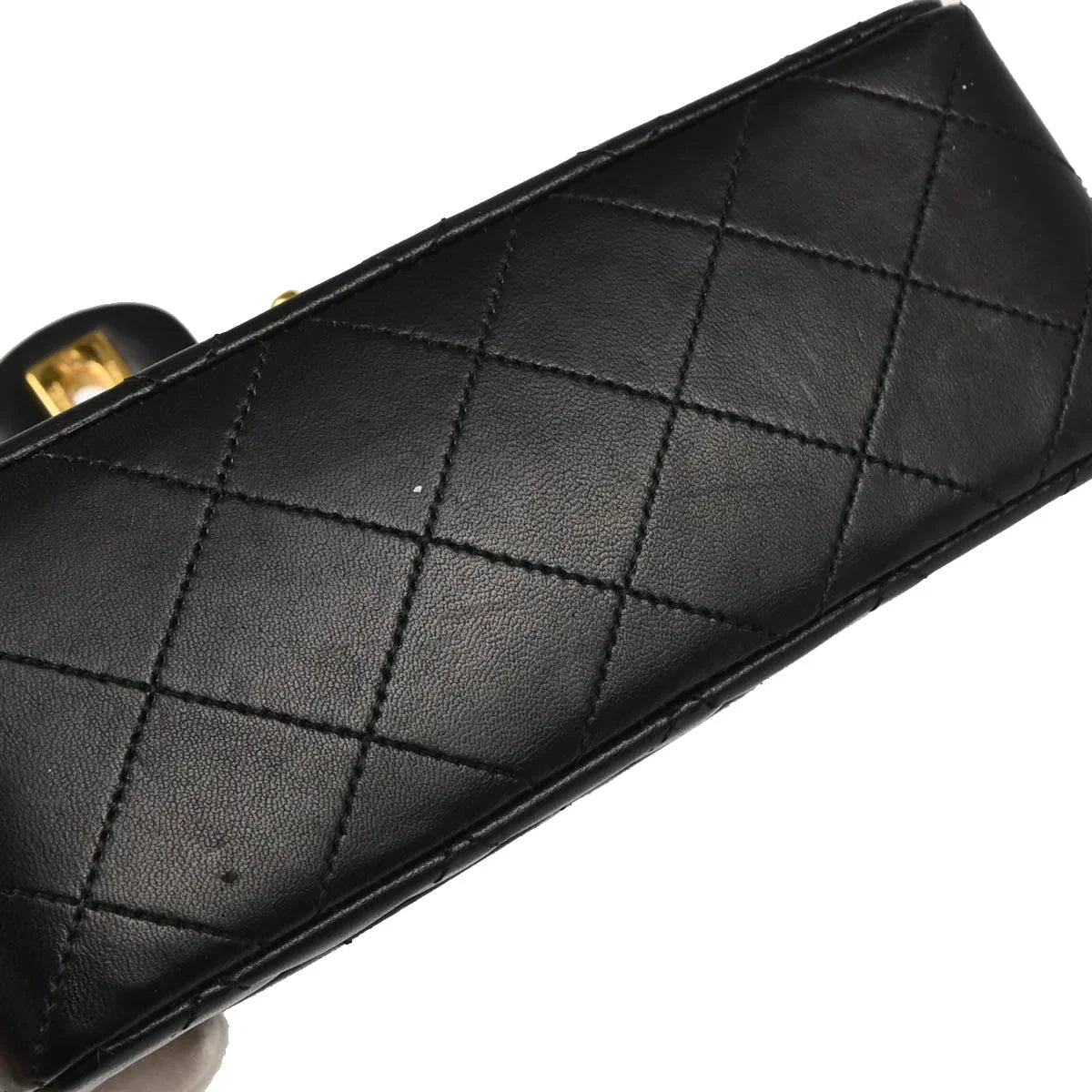 Chanel 1989-1991 Black Lambskin Mini Classic Square Flap Shoulder Bag