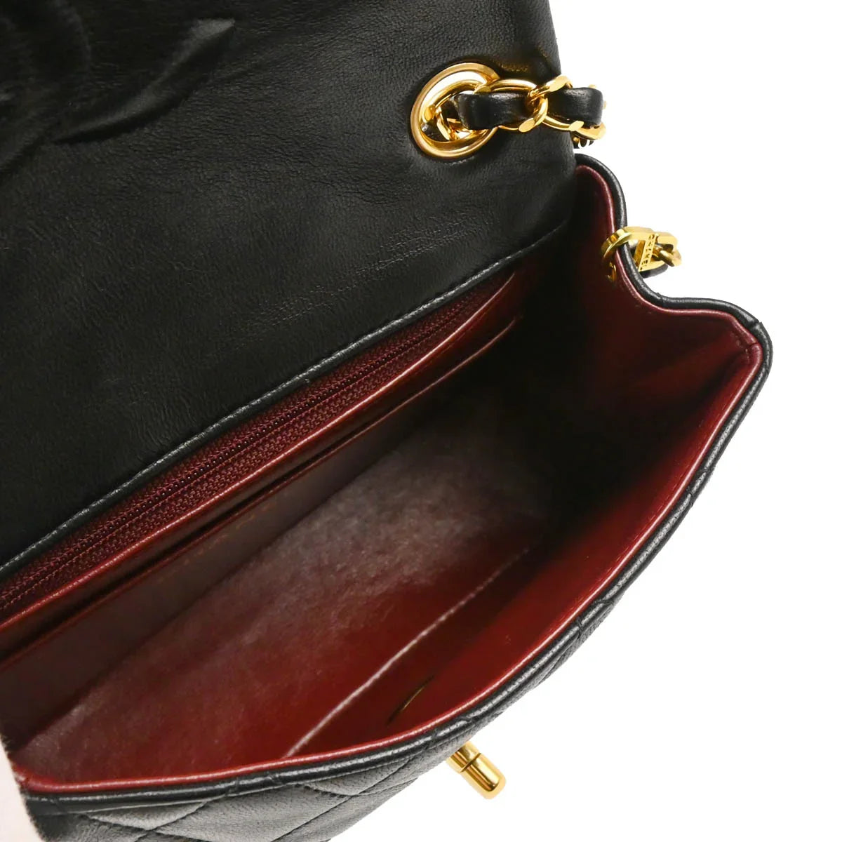 Chanel 1991-1994 Black Lambskin Mini Classic Square Flap Shoulder Bag