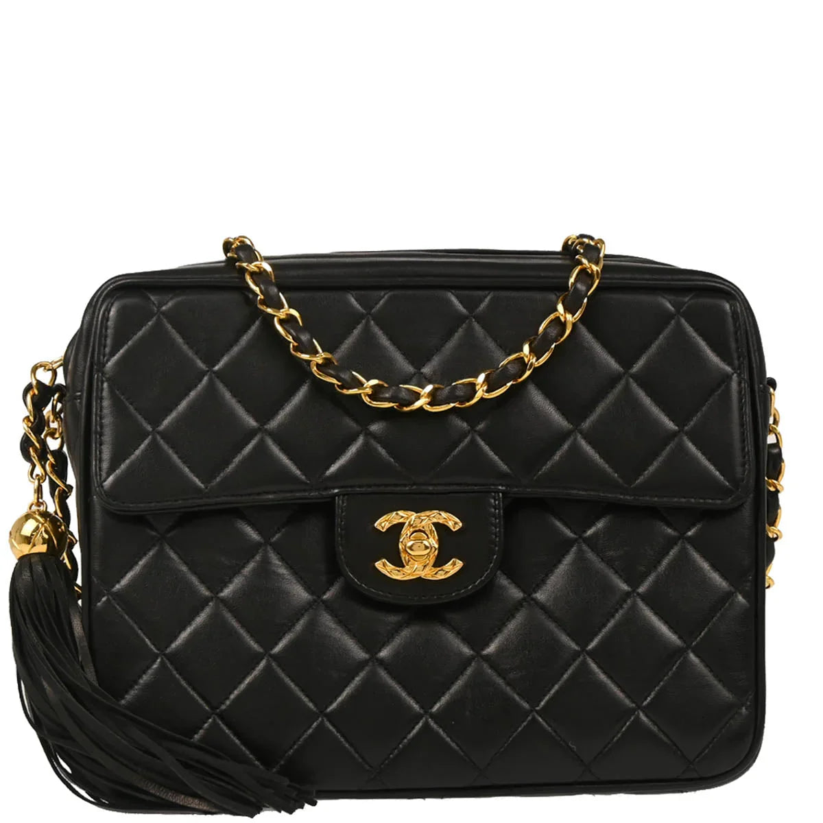 Chanel 1991-1994 Black Lambskin Camera Bag Small