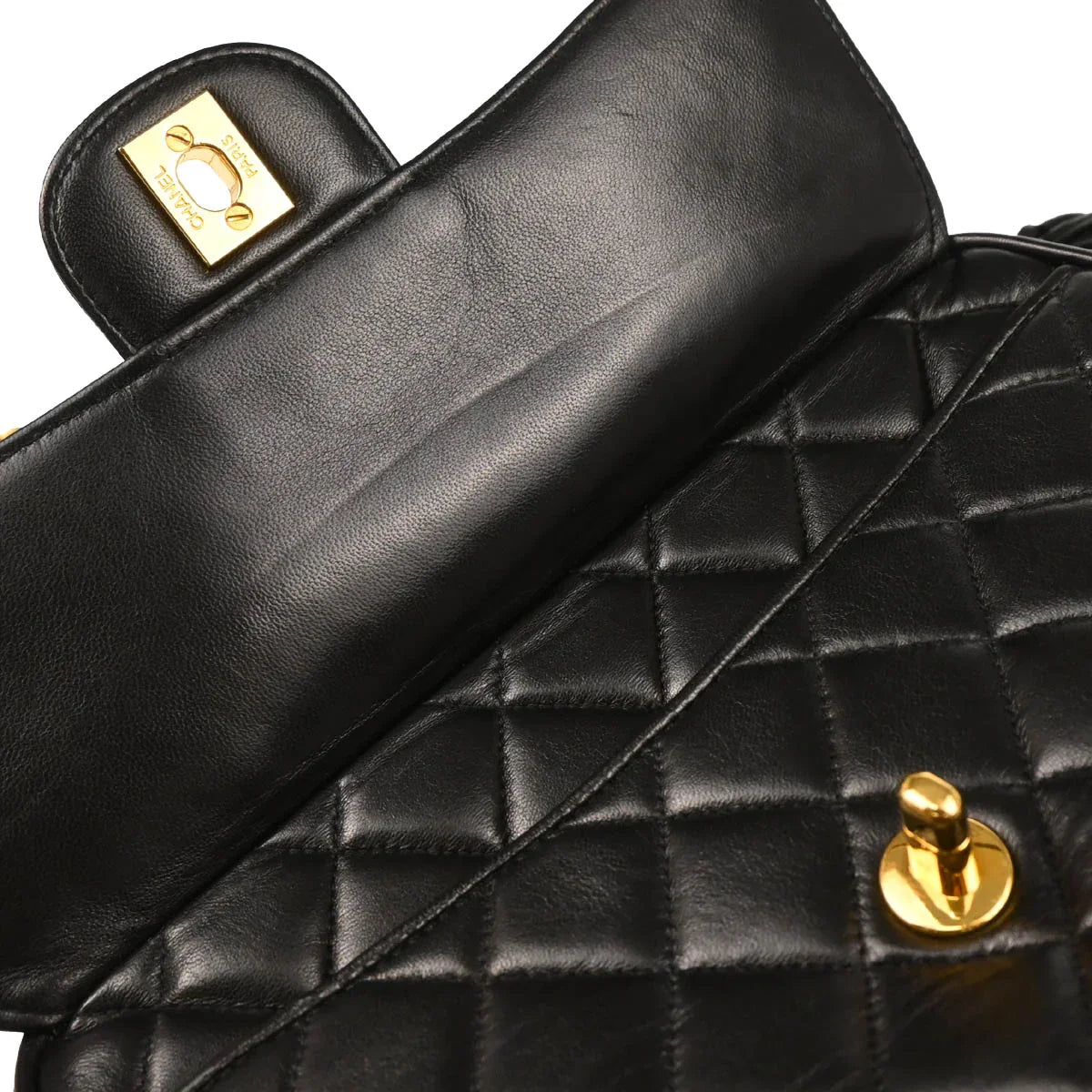 Chanel 1991-1994 Black Lambskin Camera Bag Small