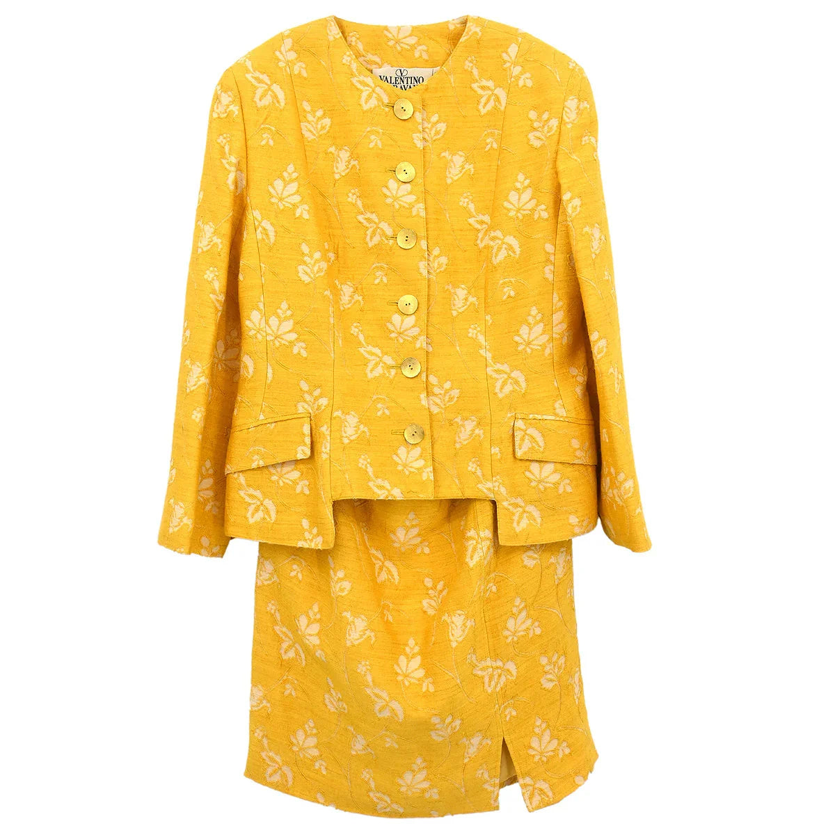 Valentino Garavani Setup Suit Jacket Skirt Yellow #37
