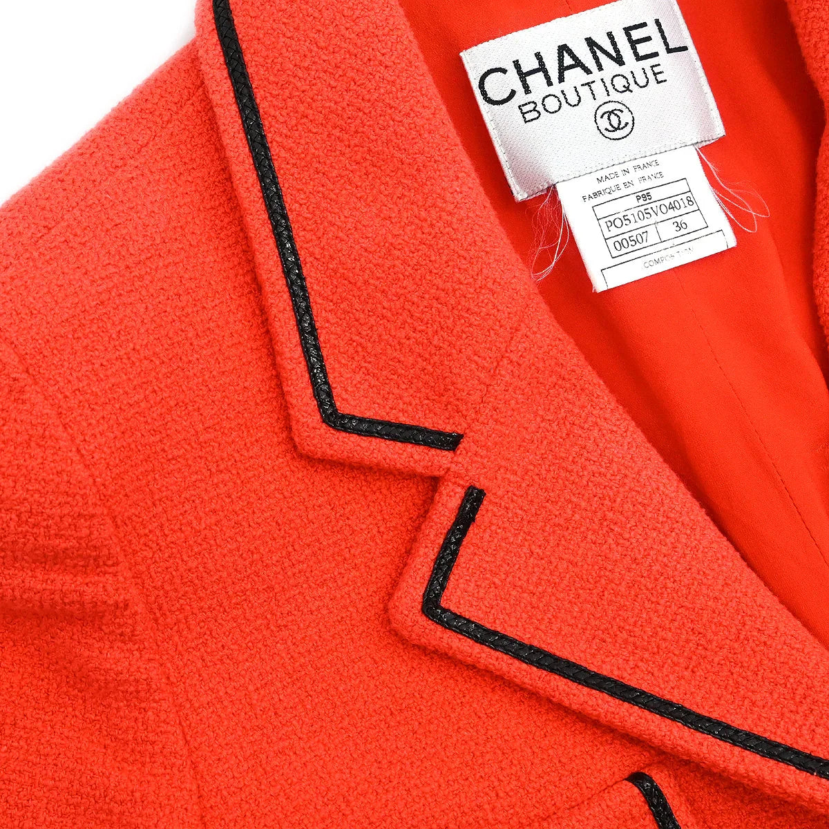 Chanel 1995 Single Breasted Short Sleeve Jacket Vermilion Red #36