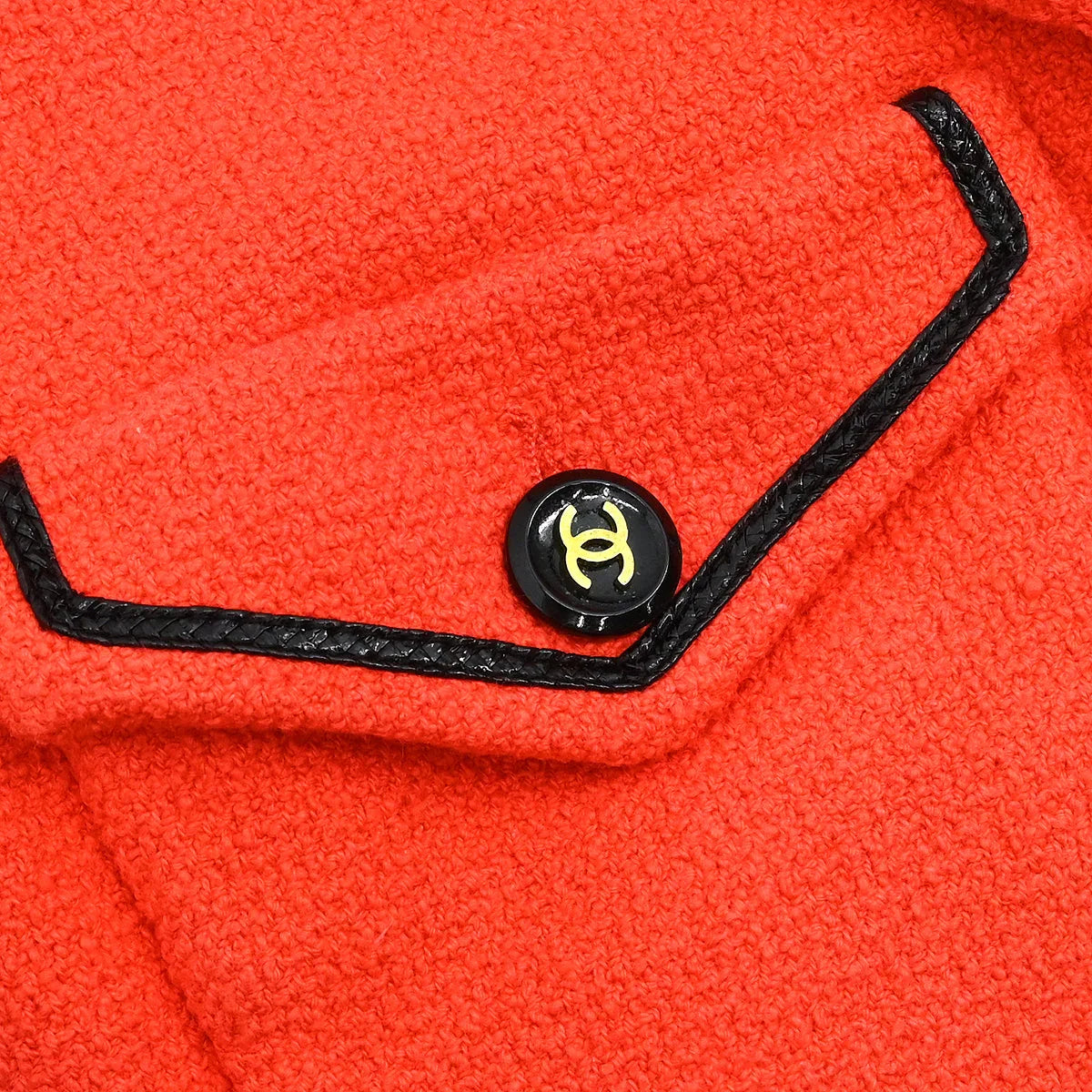 Chanel 1995 Single Breasted Short Sleeve Jacket Vermilion Red #36