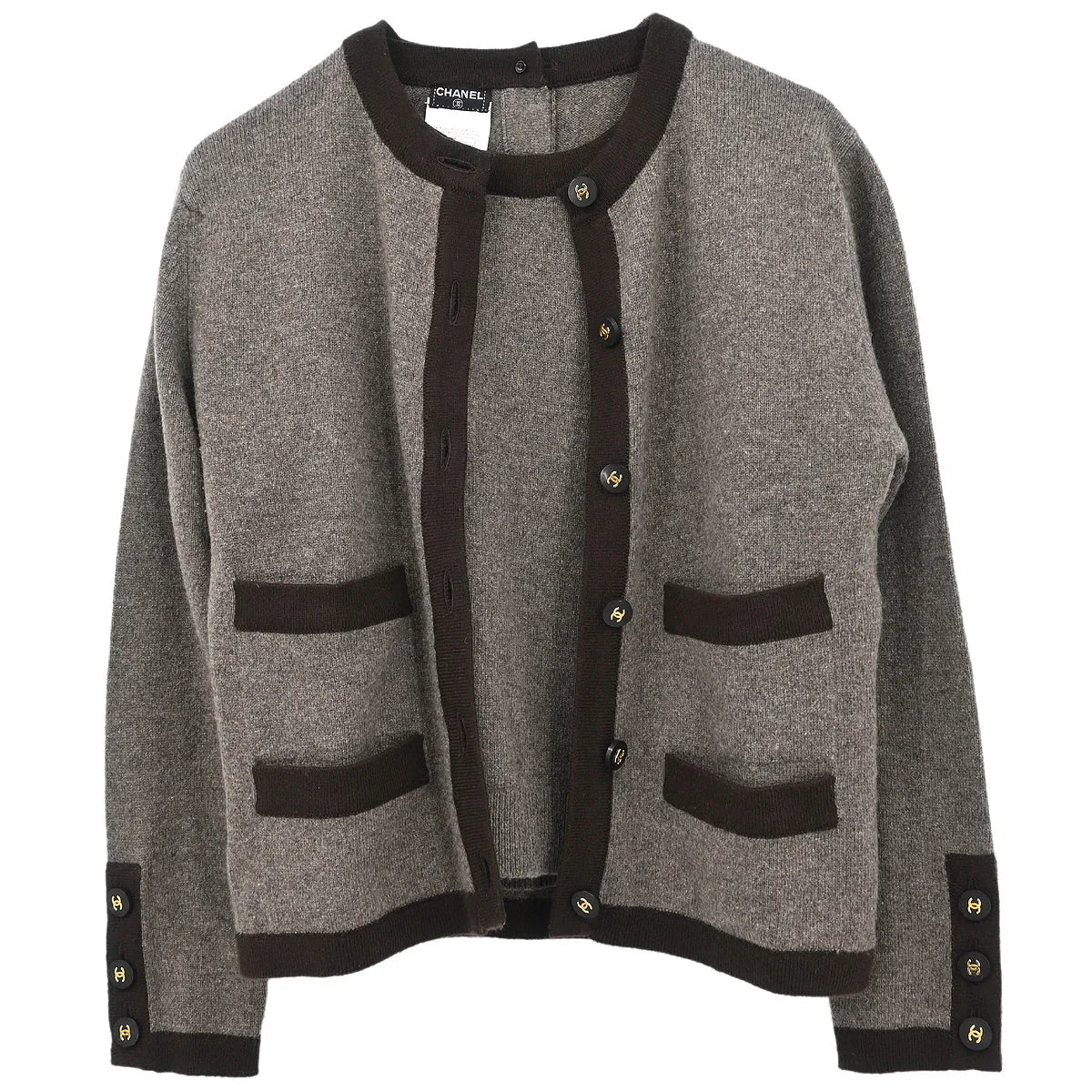 Chanel 1996 Ensemble Cardigan Top Brown #38
