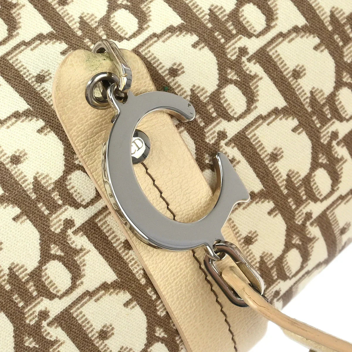 Christian Dior 2005 White Trotter Embroidered Flower Handbag