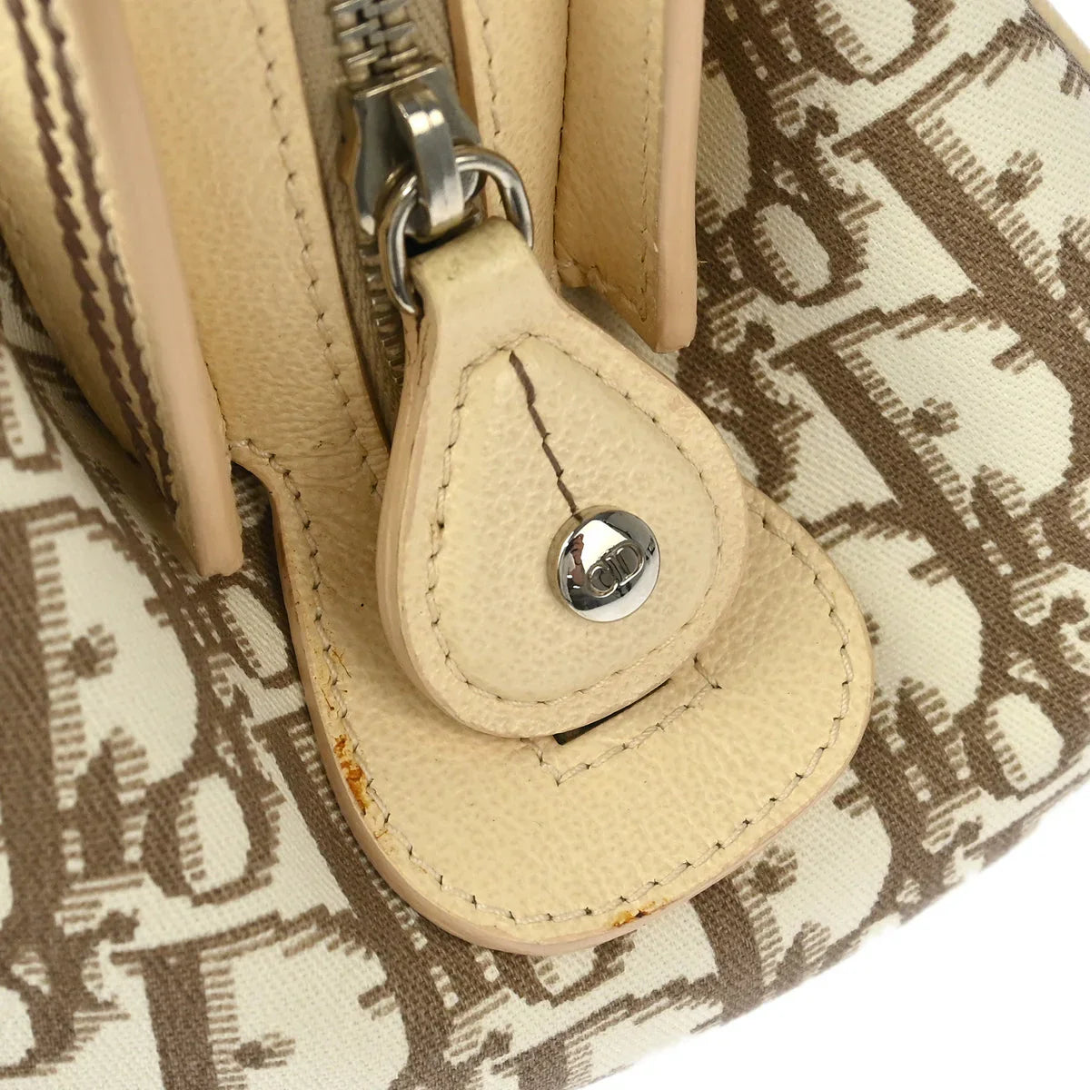 Christian Dior 2005 White Trotter Embroidered Flower Handbag