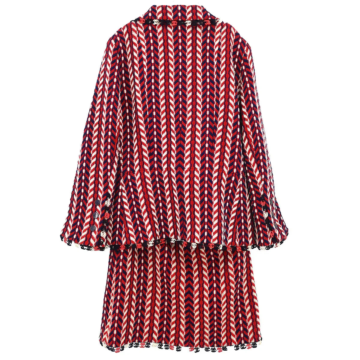 Chanel 2004 Setup Suit Jacket Skirt Red #42 #38