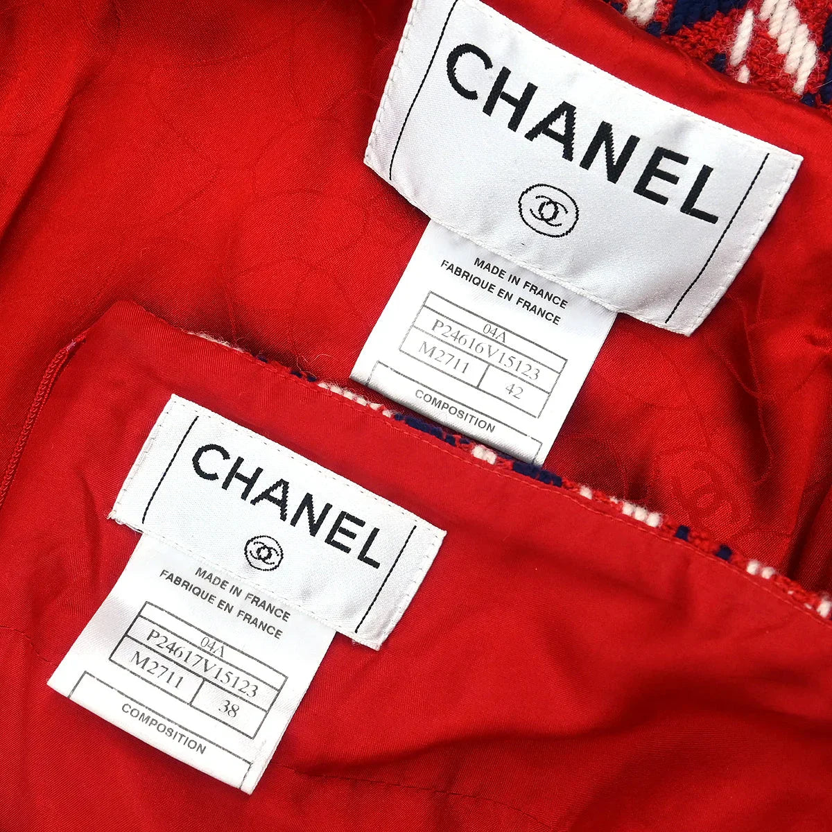 Chanel 2004 Setup Suit Jacket Skirt Red #42 #38