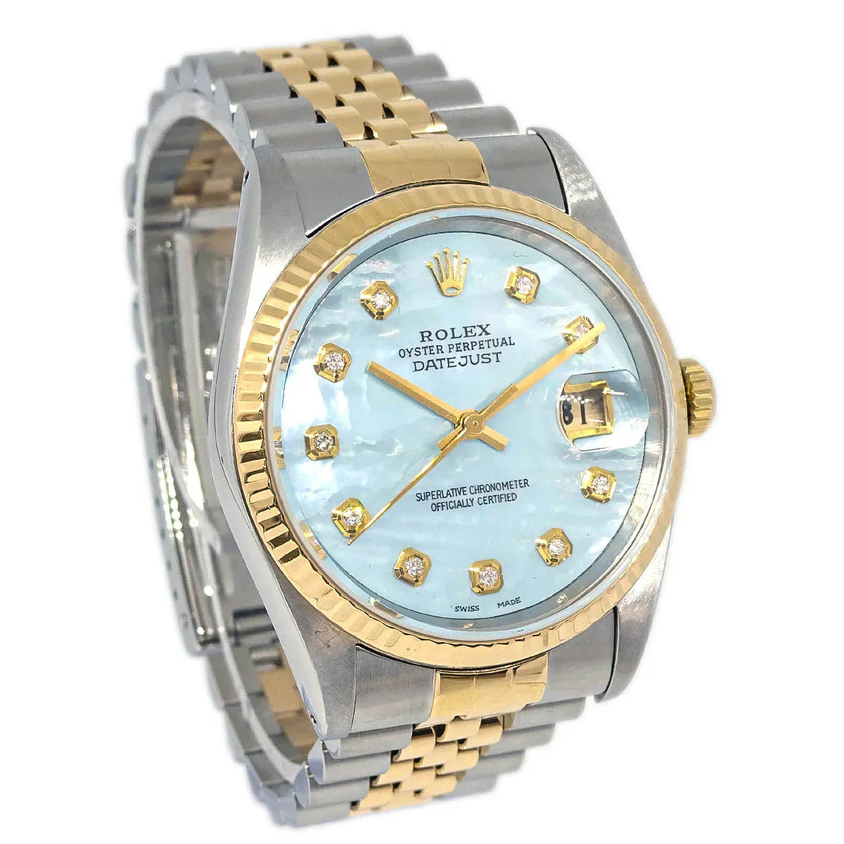 Rolex Oyster Perpetual Datejust Ref.16233G 36mm Watch 18KYG SS Diamond