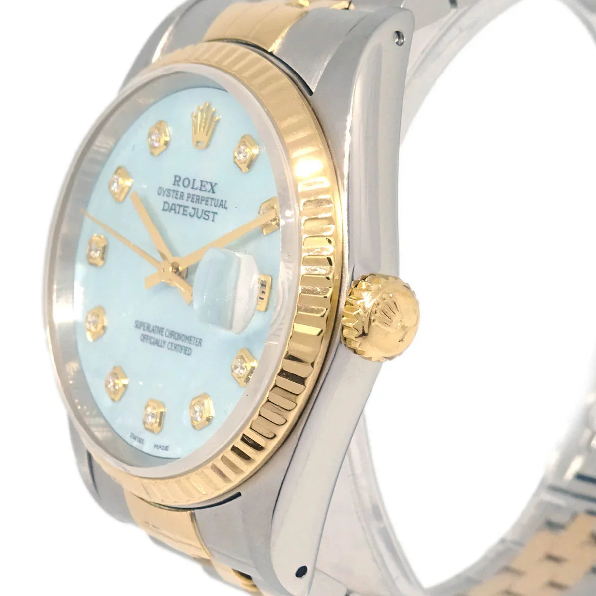 Rolex Oyster Perpetual Datejust Ref.16233G 36mm Watch 18KYG SS Diamond
