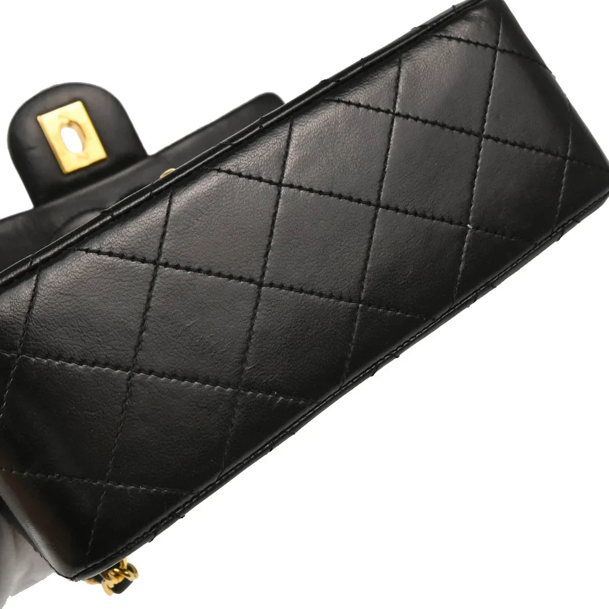 Chanel 1986-1988 Black Lambskin Mini Classic Square Flap Shoulder Bag