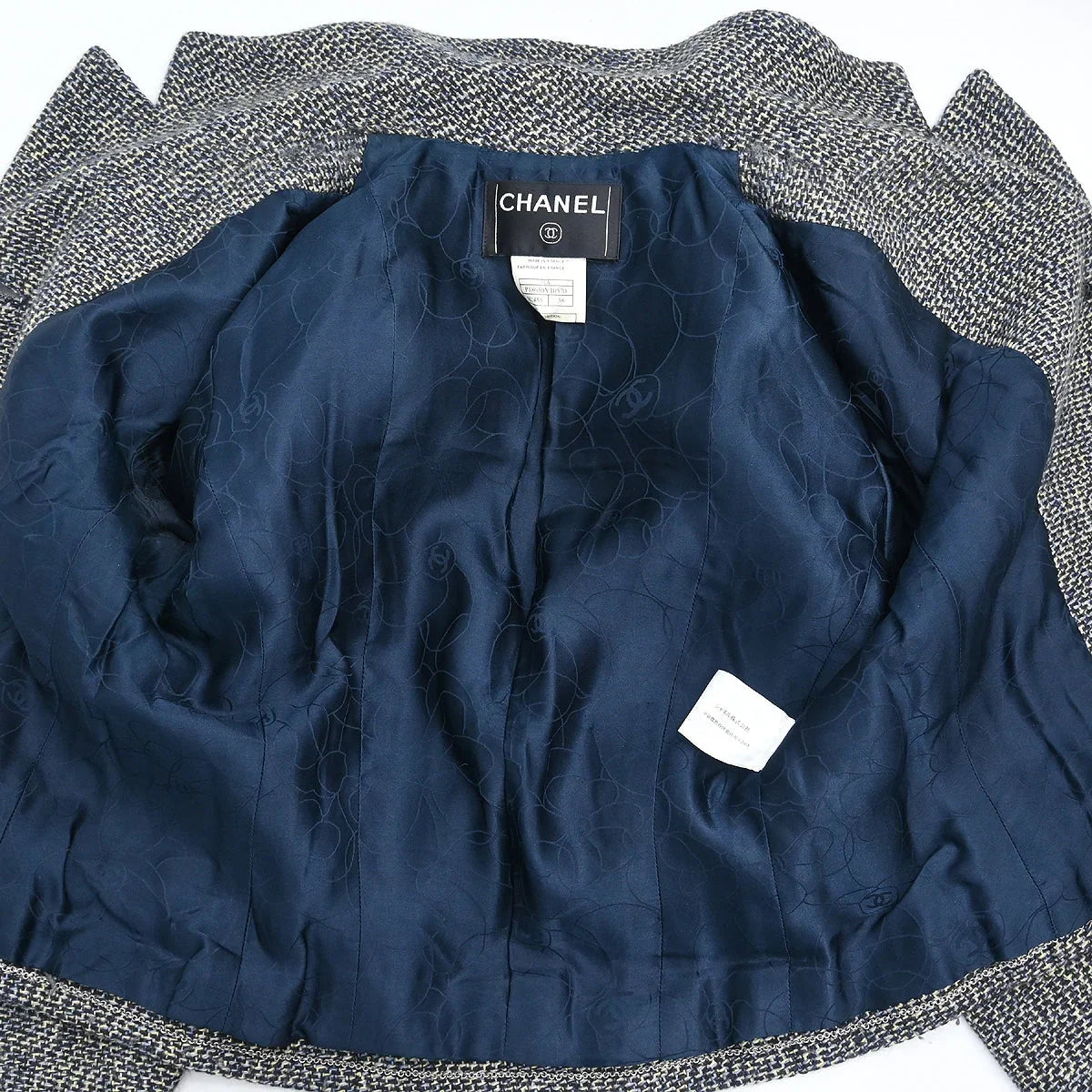 Chanel 2001 Setup Suit Jacket Skirt Gray #38