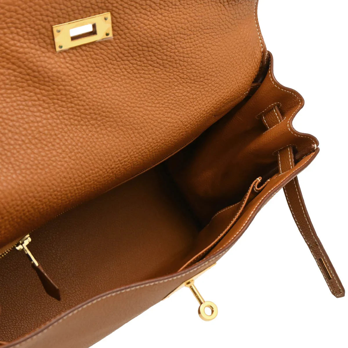 Hermes Gold Togo Kelly 32 Retourne Handbag