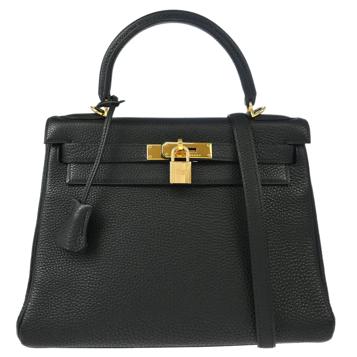 Hermes Black Togo Kelly 28 Retourne 2way Shoulder Handbag