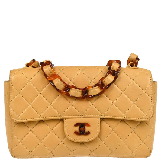 Chanel 1996-1997 Beige Lambskin Shoulder Bag