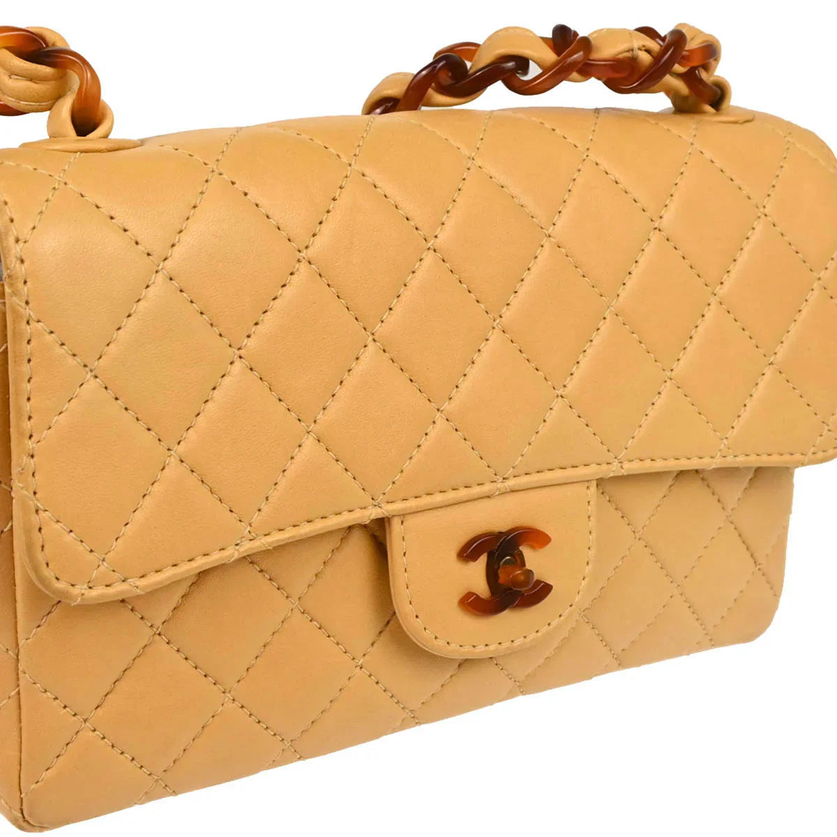 Chanel 1996-1997 Beige Lambskin Shoulder Bag