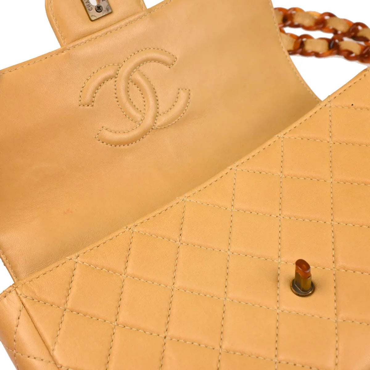 Chanel 1996-1997 Beige Lambskin Shoulder Bag