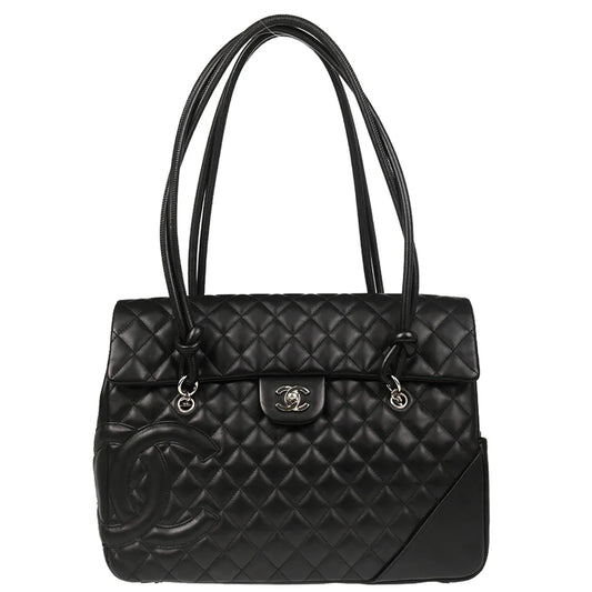 Chanel 2005-2006 Black Calfskin Cambon Ligne Tote Handbag