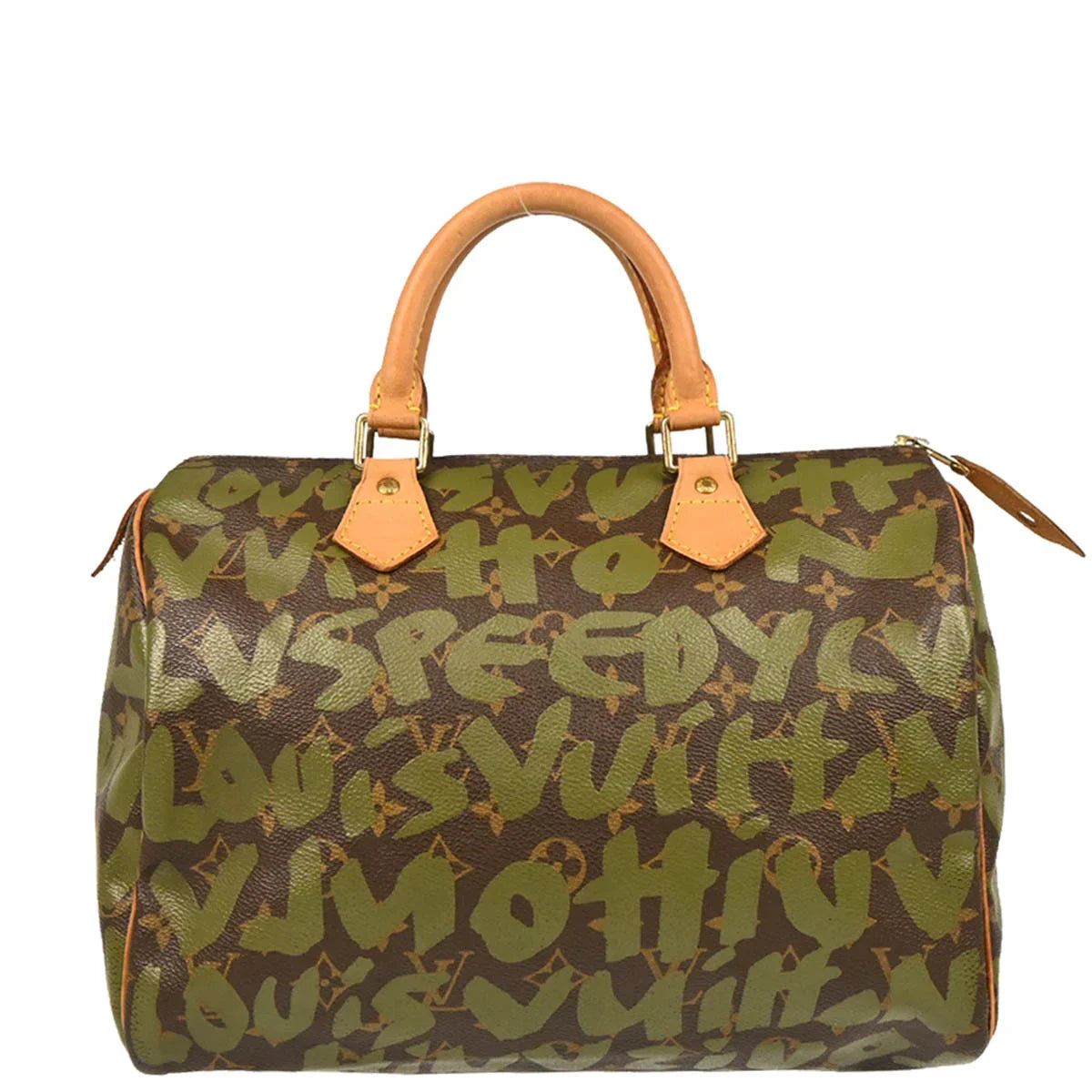 Louis Vuitton 2001 Khaki Monogram Graffiti Speedy 30 Handbag M92194