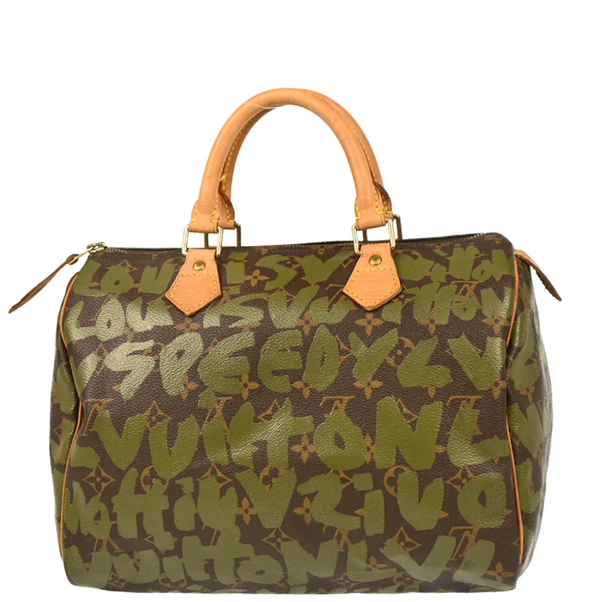 Louis Vuitton 2001 Khaki Monogram Graffiti Speedy 30 Handbag M92194