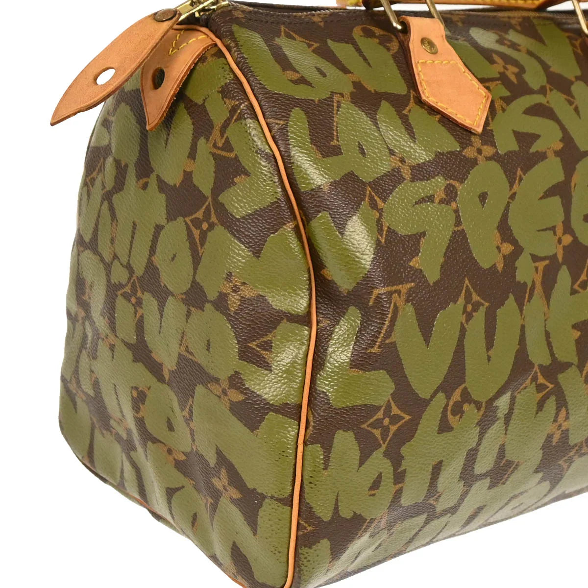 Louis Vuitton 2001 Khaki Monogram Graffiti Speedy 30 Handbag M92194