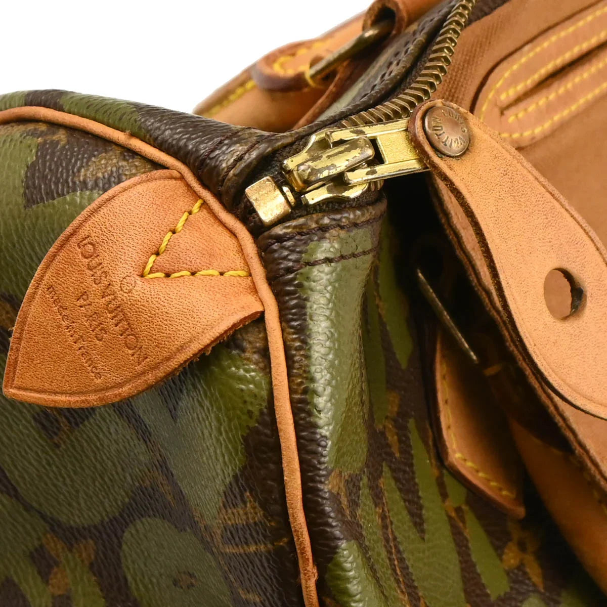 Louis Vuitton 2001 Khaki Monogram Graffiti Speedy 30 Handbag M92194