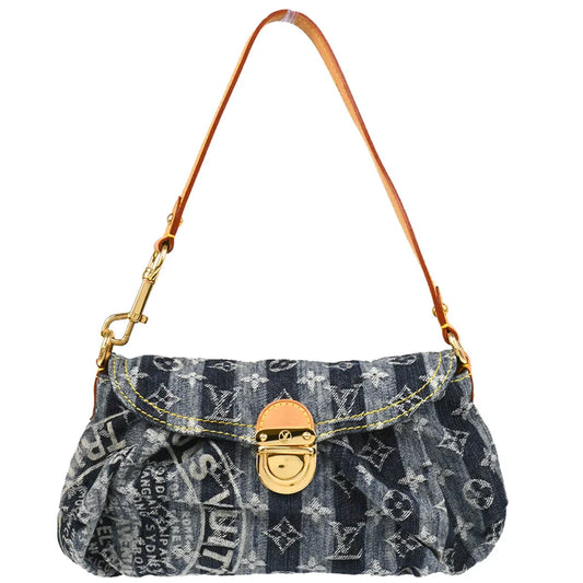 Louis Vuitton 2006 Blue Monogram Denim Mini Pleaty Raye Handbag M95333