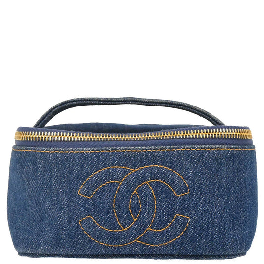 Chanel 1996-1997 Blue Denim Vanity Handbag