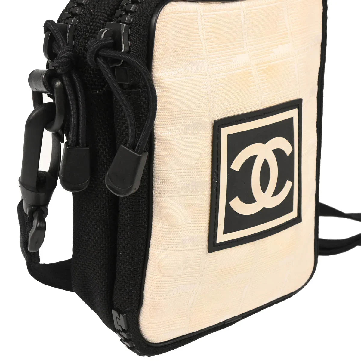 Chanel 2003-2004 Beige Nylon Travel Sport Line Shoulder Bag