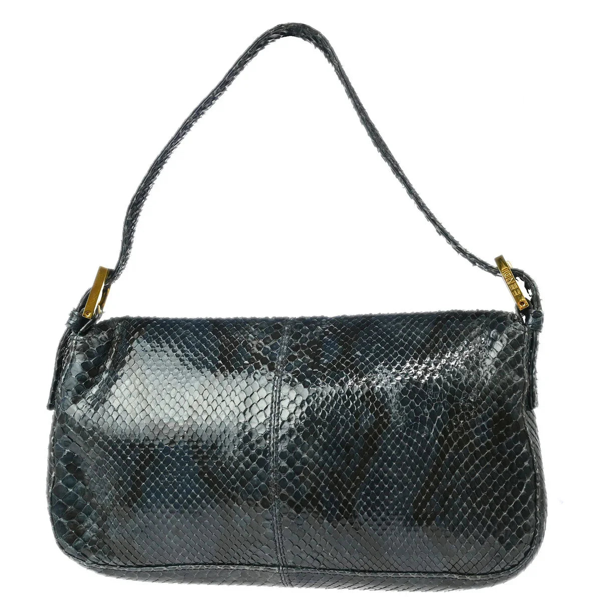 Fendi * Navy Python Baguette Handbag