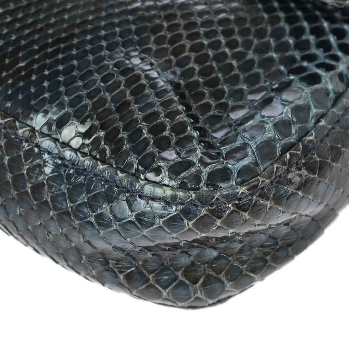 Fendi * Navy Python Baguette Handbag