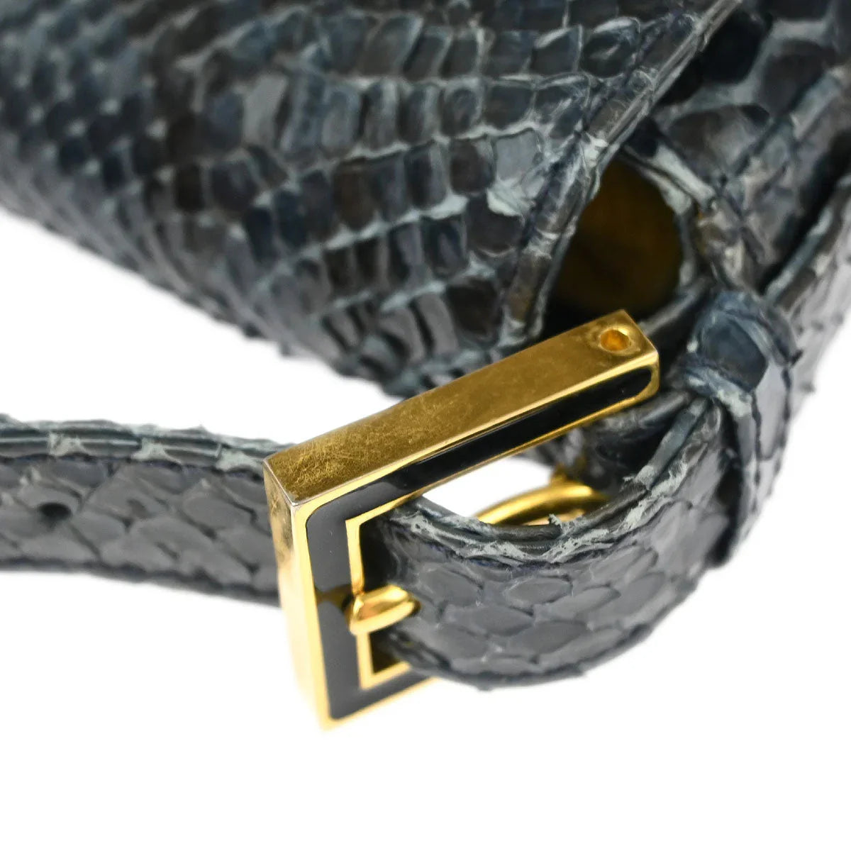 Fendi* 2008 Navy Python Baguette Handbag