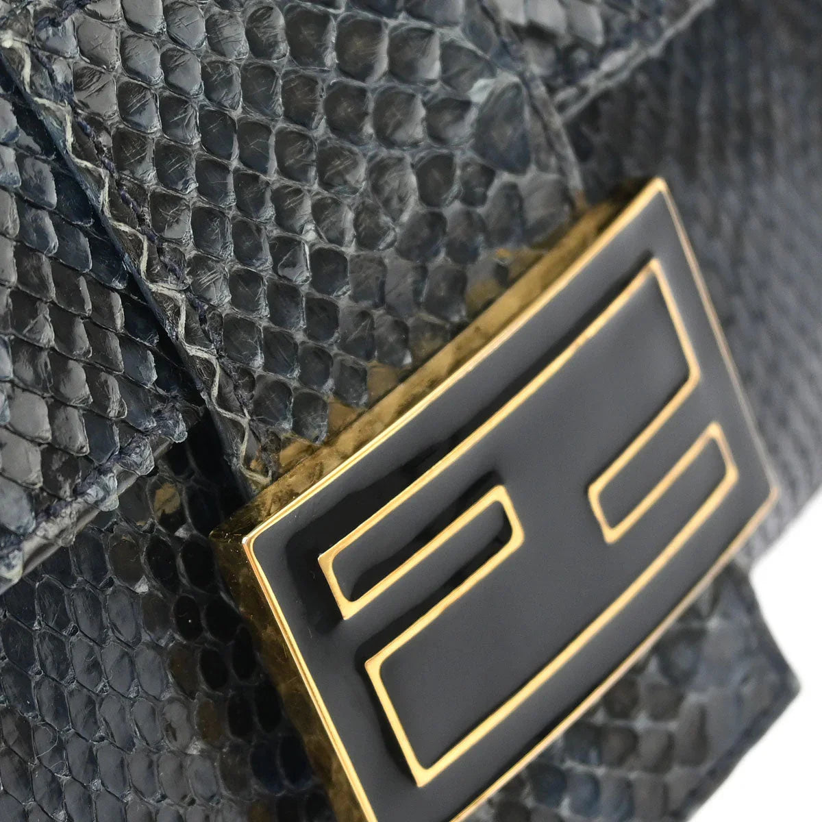 Fendi * Navy Python Baguette Handbag