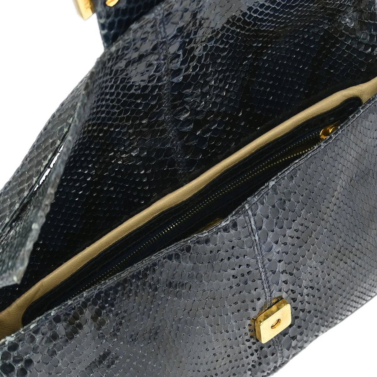 Fendi * Navy Python Baguette Handbag