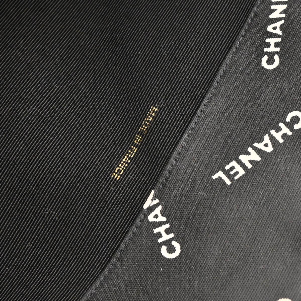 Chanel 1994-1996 Black Canvas Logo Print Chain Tote Handbag