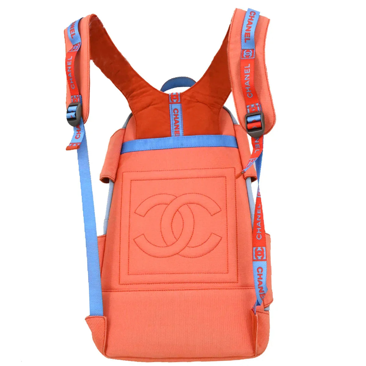 Chanel 2001-2003 Light Blue Orange Canvas Sport Line Backpack
