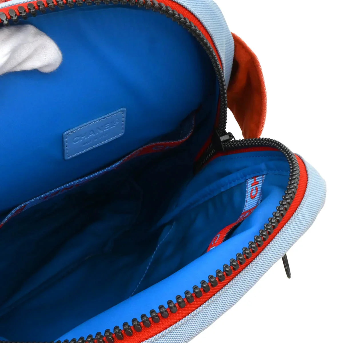 Chanel 2001-2003 Light Blue Orange Canvas Sport Line Backpack