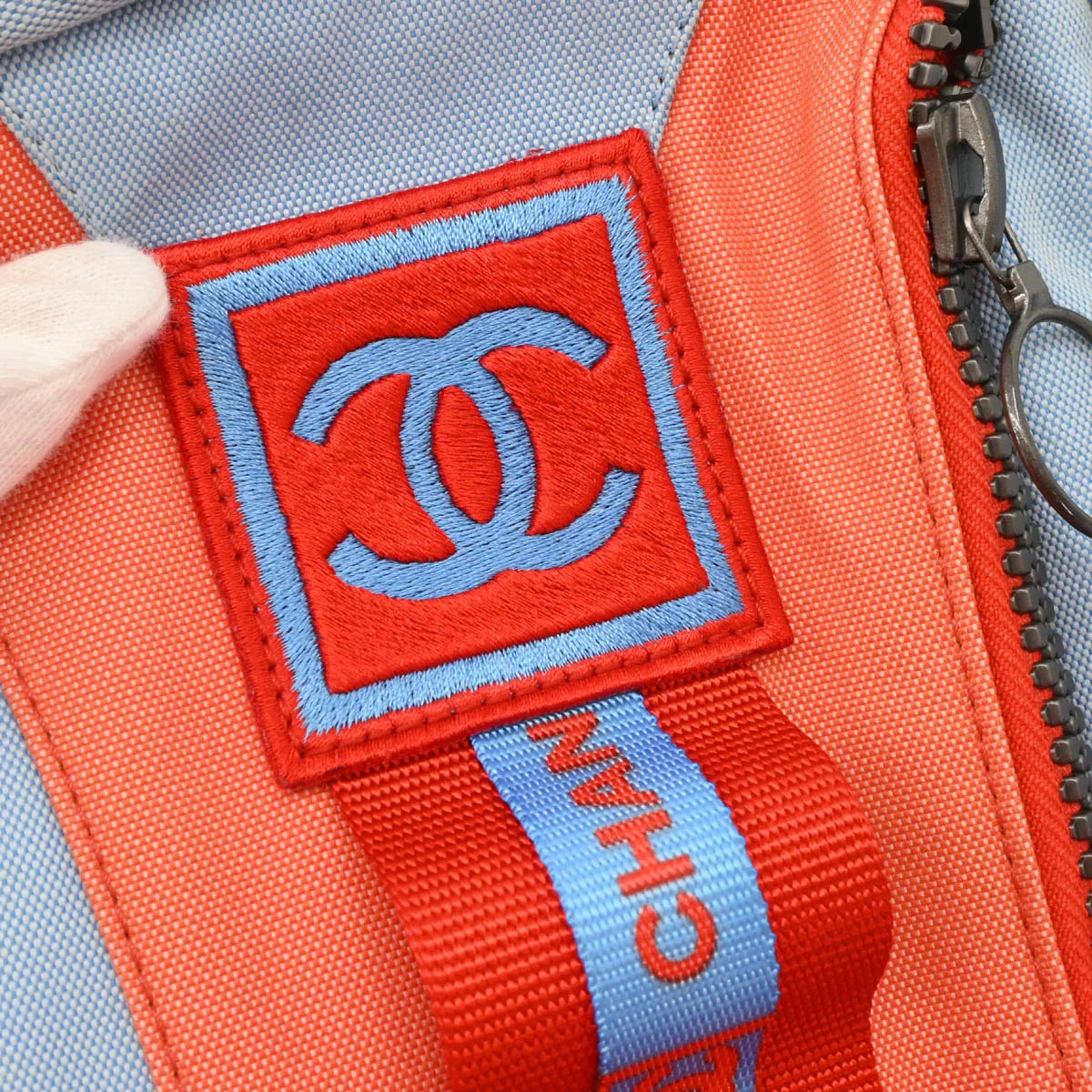 Chanel 2001-2003 Light Blue Orange Canvas Sport Line Backpack