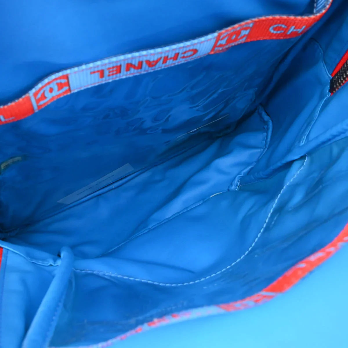 Chanel 2001-2003 Light Blue Orange Canvas Sport Line Backpack
