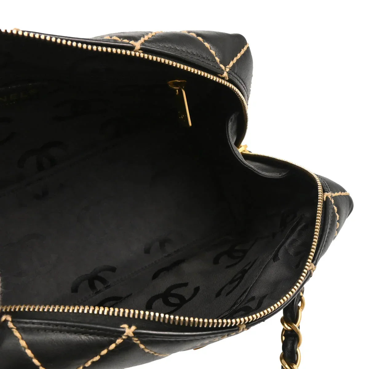 Chanel 2003-2004 Black Calfskin Wild Stitch Handbag