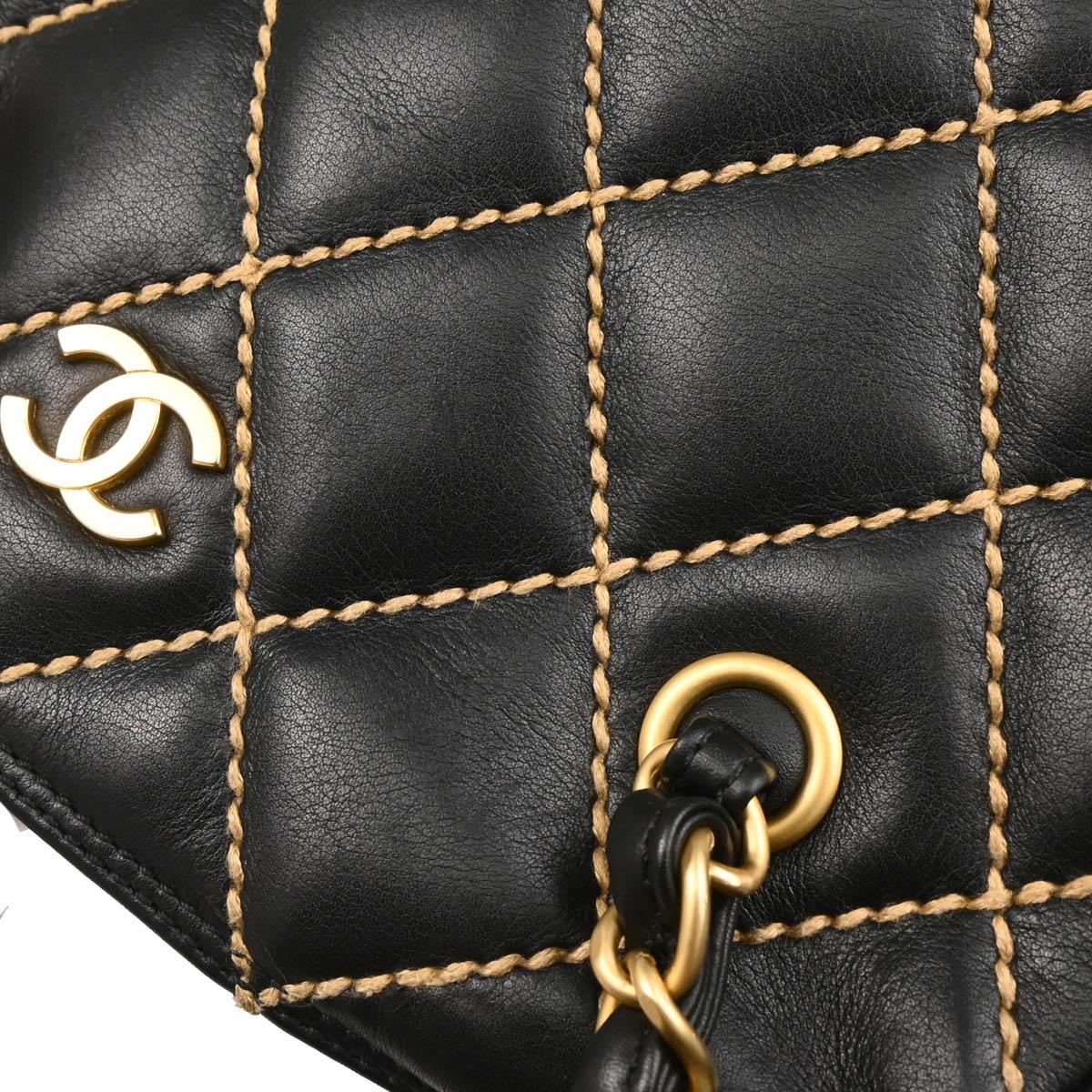 Chanel 2003-2004 Black Calfskin Wild Stitch Handbag