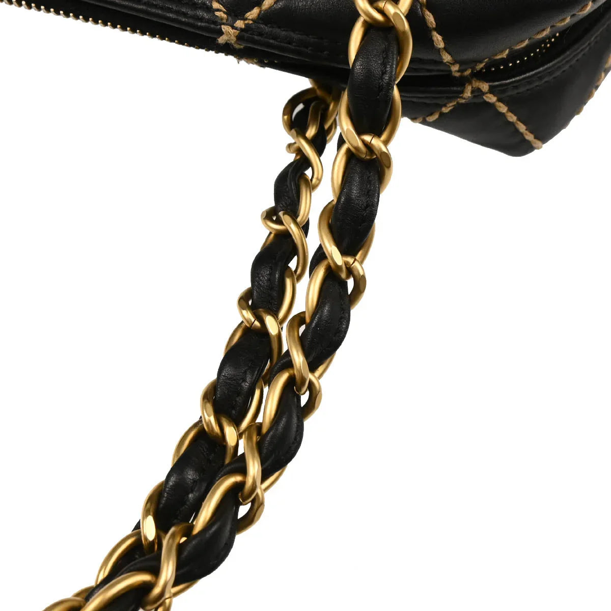 Chanel 2003-2004 Black Calfskin Wild Stitch Handbag