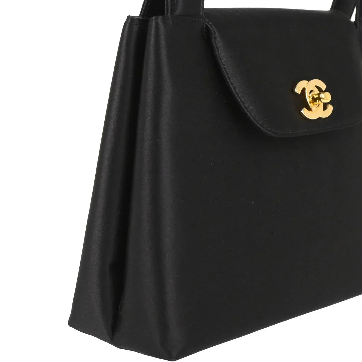 Chanel 1997-1999 Black Satin Handbag