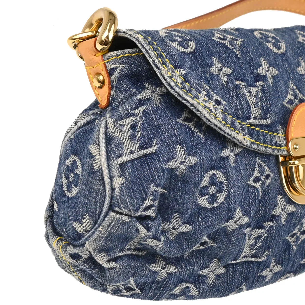 Louis Vuitton 2005 Blue Monogram Denim Mini Pleaty Handbag M95050