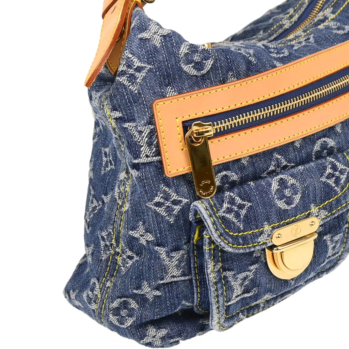 Louis Vuitton 2006 Blue Monogram Denim Baggy PM Shoulder Bag M95049