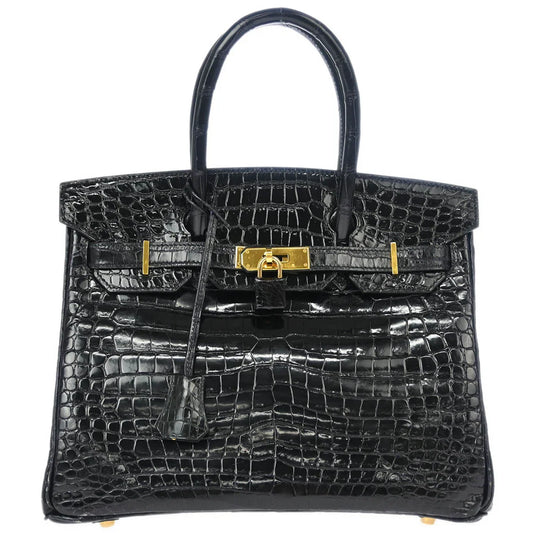Hermes * Black Porosus Birkin 30 Handbag
