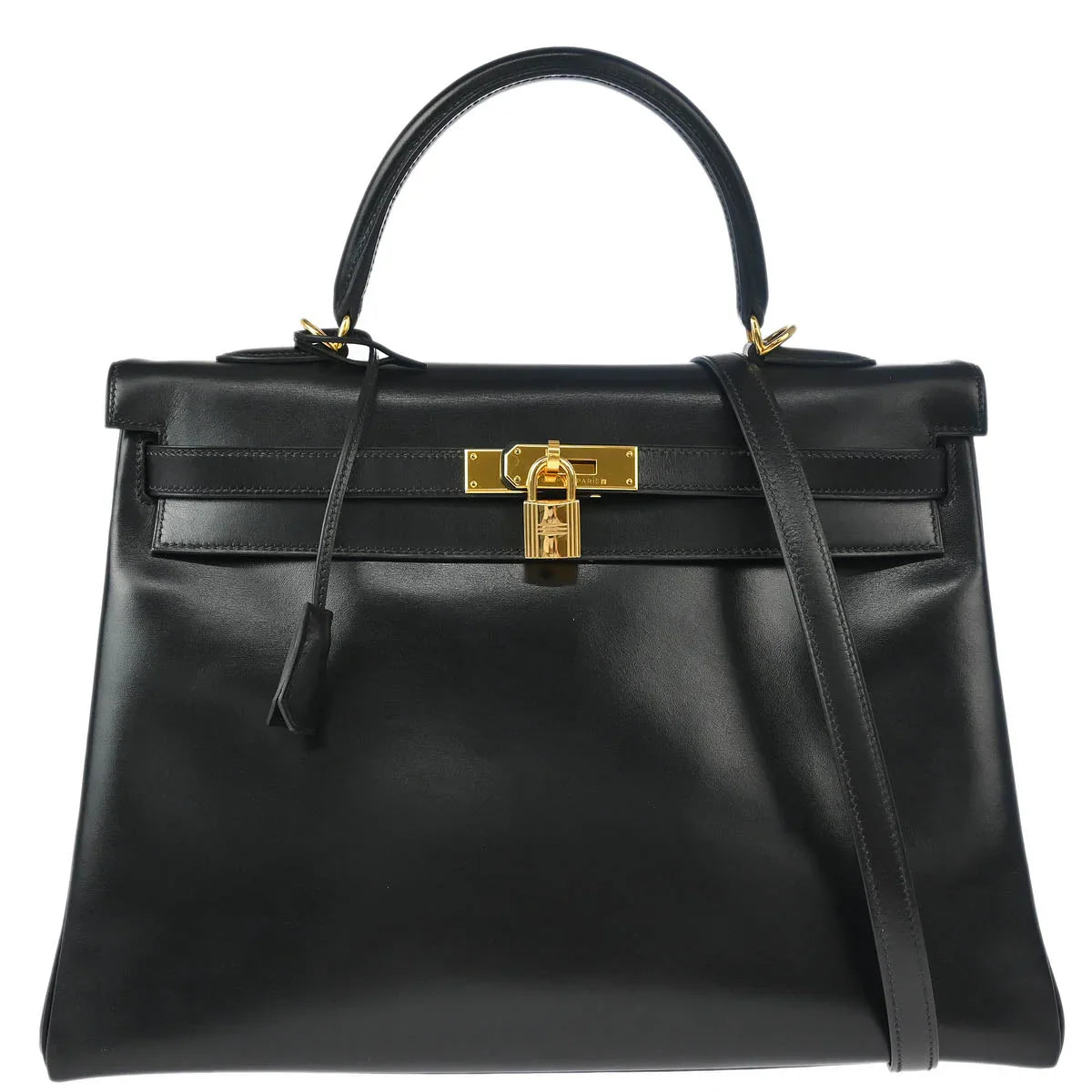 Hermes 2000 Black Box Calf Kelly 35 Retourne 2way Shoulder Handbag